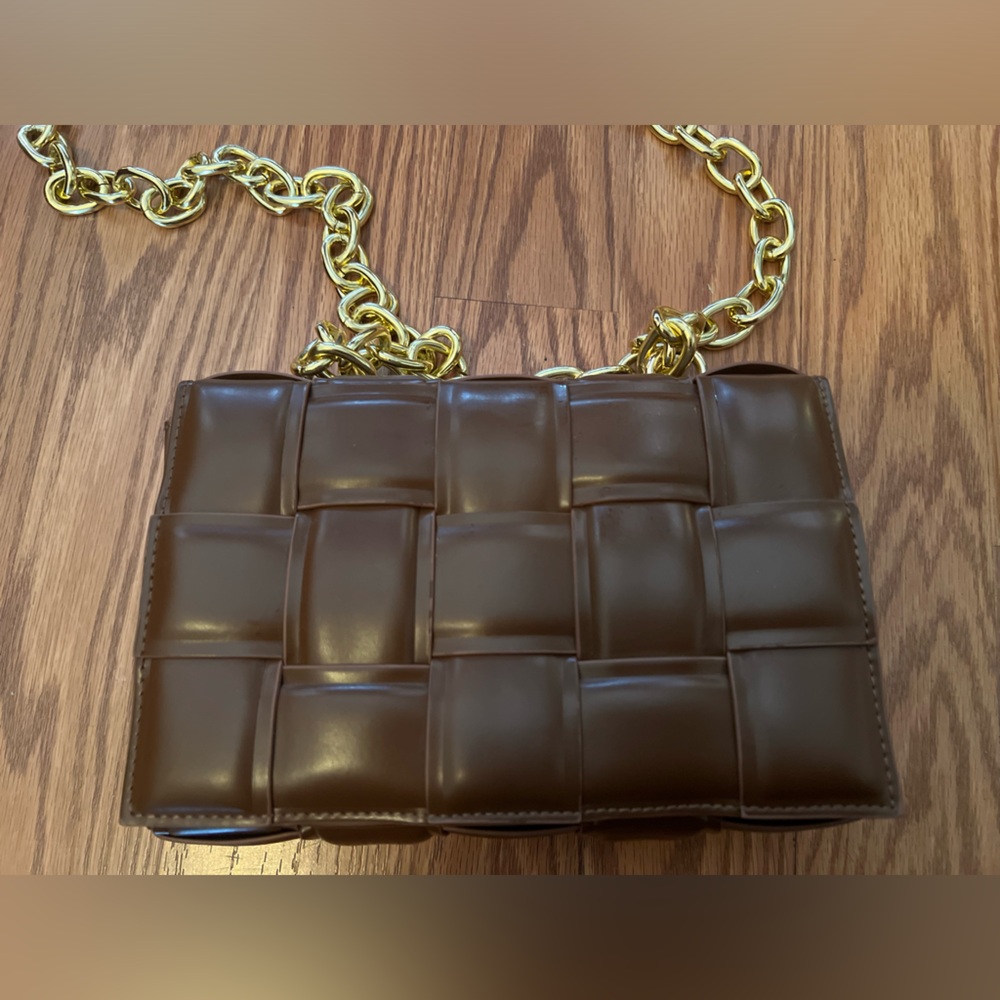 Miss Lola Brown Bag with Gold Chain - Picture 2 of 4